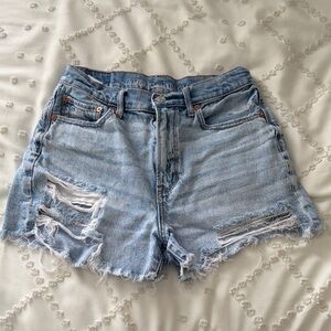 American Eagle Outfitters Light Blue Distressed Jean Shorts